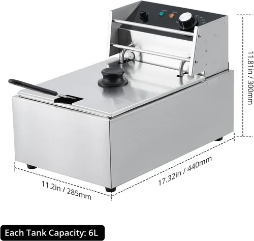 Miniatura 6 de GarveeHome Freidora comercial – Capacidad de 12 litros, 1800 W, 110 V, tanque único para papas fritas, freidora eléctrica de encimera