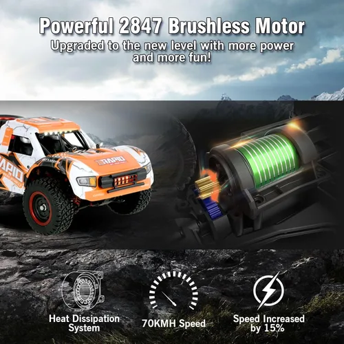 Miniatura 2 de GoolRC Camiones RC sin escobillas 1:14, 70 KMH de alta velocidad 4WD RTR Fast RC Cars todo terreno, 2024 nueva actualización eléctrica todoterreno