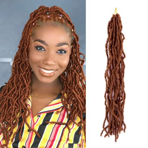 Miniatura 14 de Umylar - Paquetes de 7 rastas sintéticas de ganchillo de 24 pulgadas / 61 cm., extensiones de rastas suaves de diosa, cabello sintético de ganchillo