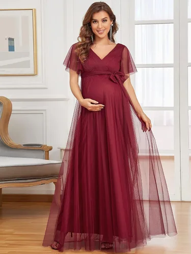 Miniatura 4 de Ever-Pretty Vestido formal de maternidad con cuello en V y manga corta para mujer 20886
