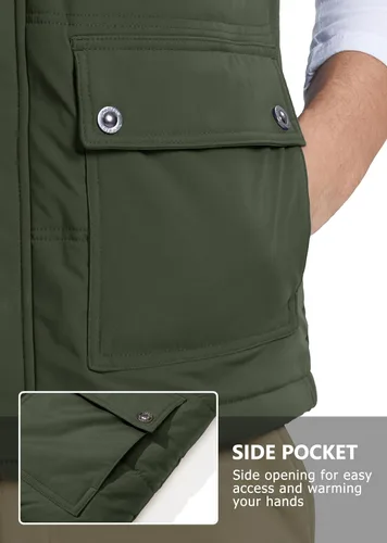 Miniatura 4 de MAGCOMSEN Chaleco de invierno para hombre, ropa de abrigo con forro polar, chaleco cálido sin mangas