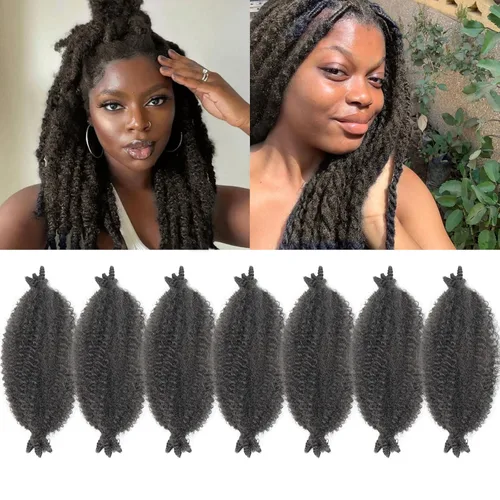 Miniatura 39 de 3 paquetes de cabello trenzado Marley Twist de 8 pulgadas, cabello afro twist elástico preseparado para rastas suaves de imitación, cabello