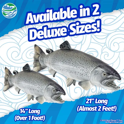 Miniatura 2 de Real Planet Peluche de pesca – Sockeye Salmon Trucha Bass Peluche de peluche para niños, regalos de pesca para hombres, juguete de felpa de peces