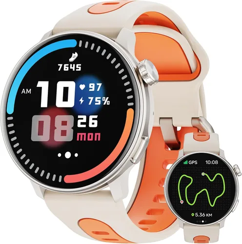 Relojes inteligentes para hombres y mujeres GPS, reloj inteligente con pantalla AMOLED de 1.43 pulgadas, brújula de relojes inteligentes, compatible