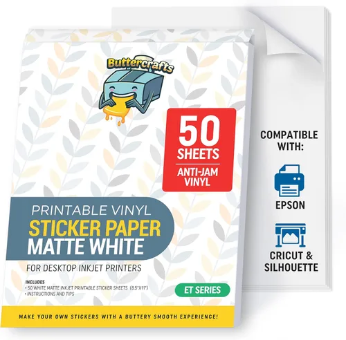 Miniatura 8 de Papel adhesivo de vinilo transparente imprimible, impermeable, 25 hojas de 8.5 x 11 pulgadas, impresora de inyección de tinta (no Epson), papel Claro