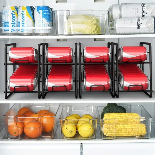 Miniatura 7 de MOOACE Paquete de 4 Estantes Dispensadores de Latas, Organizador Soporte Apilable de Almacenamiento de Latas para Alimentos Enlatados Gabinete