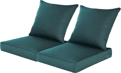 Miniatura 10 de QILLOWAY Juego de cojines de poliéster para sillas de exterior, cojines de exterior para muebles de patio, todo tipo de clima. Gris carbón/negro