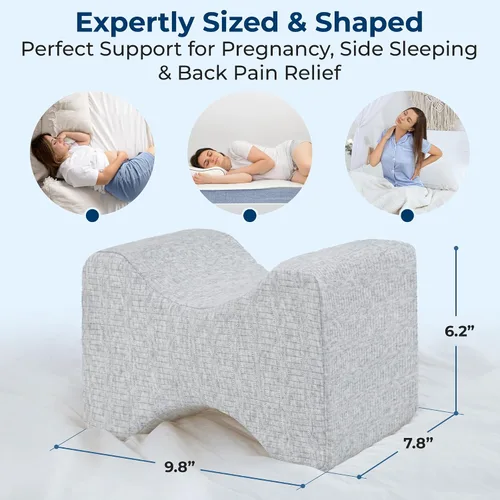 Miniatura 9 de 5 STARS UNITED Almohada de rodilla para personas que duermen de lado, cojín de media luna para cama, alivio del dolor de cadera, cojín de espuma
