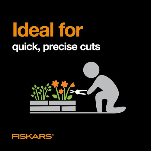 Miniatura 5 de Fiskars 399241-1002 Tijeras de podar con micro puntas, cuchillas antiadherentes, 2 unidades, naranja