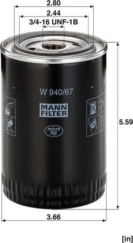 Miniatura 4 de Mann Filter Filtro de aceite giratorio W940/67