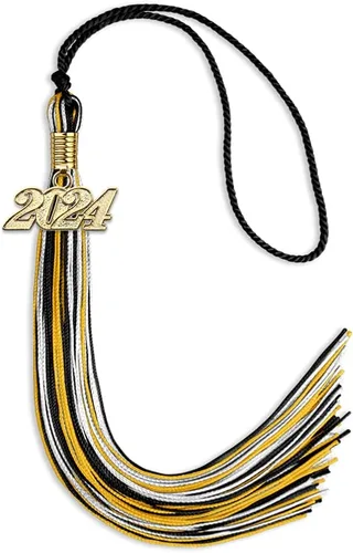 Miniatura 69 de Endea Graduation Borla mixta de triple color con gota de fecha dorada (negro/dorado/blanco, 2021)