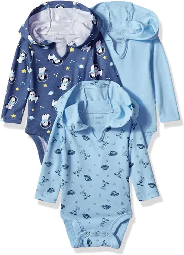 Miniatura 2 de Hanes Body de manga larga para bebé, sudadera con capucha para niños y niñas, paquete de 3