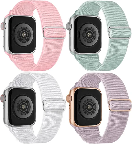 Miniatura 8 de Paquete de 4 correas elásticas Solo Loop compatibles con Apple Watch de 1.496 pulgadas, 1.575 pulgadas, 1.614 pulgadas, 1.654 pulgadas, 1.732