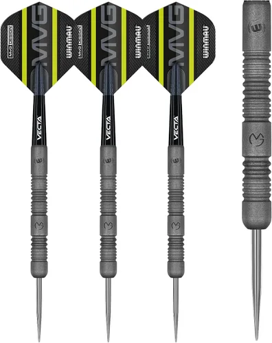 Miniatura 2 de Winmau Michael Van Gerwen MvG Exact Steel Tip Darts Set - 90% Tungsten Professional Darts - Precision Grip with Prism Alpha Flights & Vecta Shafts