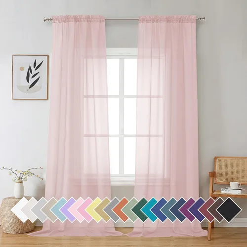 Miniatura 128 de Aiyufeng 2 paneles de cenefa transparente negra de 14 pulgadas de largo, cortinas cortas negras transparentes para dormitorio, cortinas de cocina