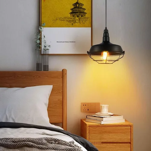 Miniatura 3 de Candelabros de luz colgante con enchufe, cable trenzado de 15 pies y lámpara colgante, iluminación vintage para isla de cocina (NEGRO-10.23 pulgadas)