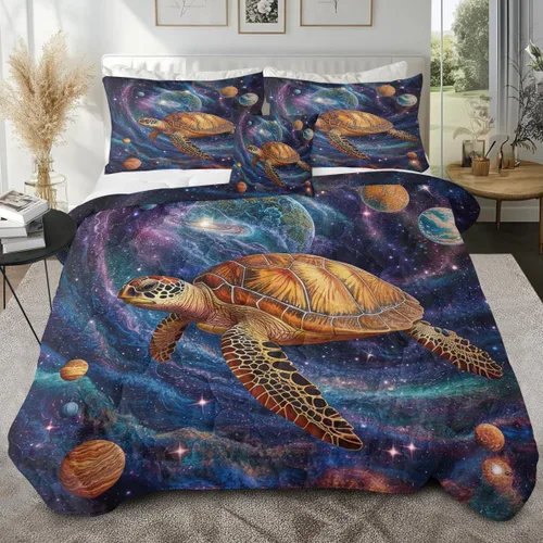 Miniatura 18 de Sleepwish - Juego de edredón con estampado de tortuga, juego de cubrecamas de tortuga hawaiana tamaño Queen en 3D, edredón de playa lindo para cama
