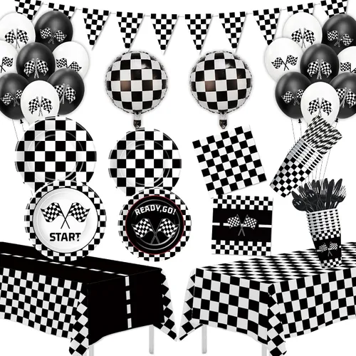 Decoraciones de fiesta de cumpleaños de coche de carreras, suministros de fiesta de coche de carreras para baby shower, plato de papel, servilleta,