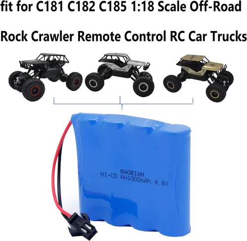 Miniatura 4 de Paquete de batería recargable NiCd de 4.8V 1000mAh para C182 C185 C181 escala 1/18 Camión RC Cuatro ruedas Race Off Road Car Rock Crawler Vehículo