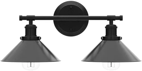 Miniatura 4 de Lámpara de baño negra con 2 luces de color negro mate para tocador de baño, aplique de pared industrial rústico de 20 pulgadas, accesorios