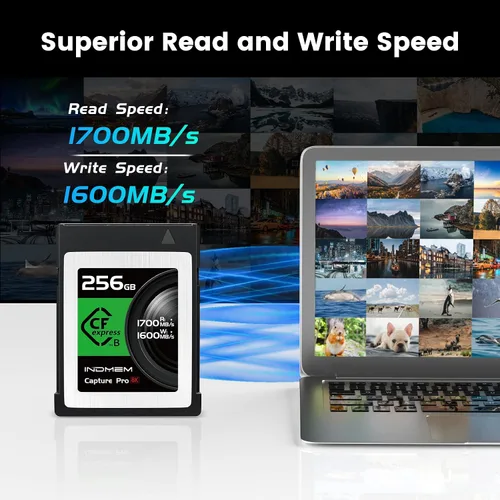 Miniatura 3 de Tarjeta de memoria CFexpress tipo B de 256 GB, grabación de video 4K/8K sin procesar, lectura de hasta 1700 MB/s, escritura de 1600 MB/s, compatible