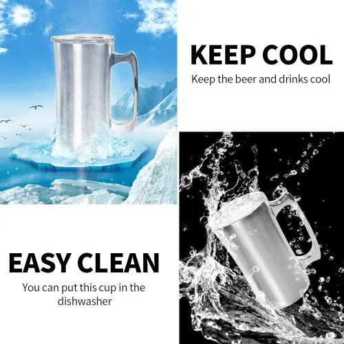 Miniatura 4 de Tazas de acero inoxidable de doble pared de 20 onzas, taza de metal para café, té y vino, tazas aisladas con asas que mantienen las bebidas frías