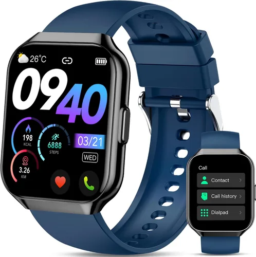 Miniatura 9 de Reloj inteligente para hombres y mujeres (respuesta/hacer llamadas), reloj de seguimiento de fitness de 1.96 pulgadas, resistente al agua IP68