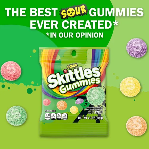 Miniatura 7 de SKITTLES Gomitas Ácidas, Bolsas de 4.2 Oz (Paquete de 12) Dulces a Granel