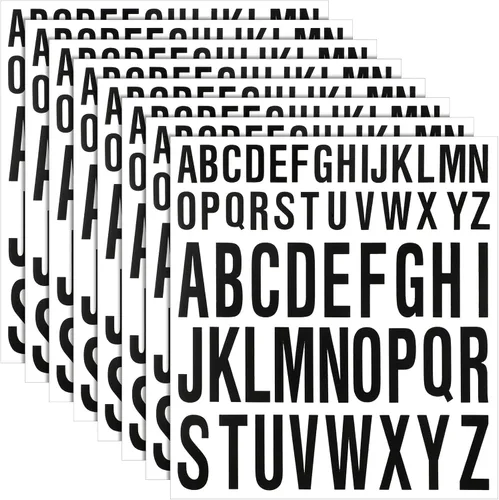 Gersoniel 8 hojas de calcomanías de letras de graduados, calcomanías de vinilo del alfabeto, impermeables, autoadhesivas, letras para decoración de