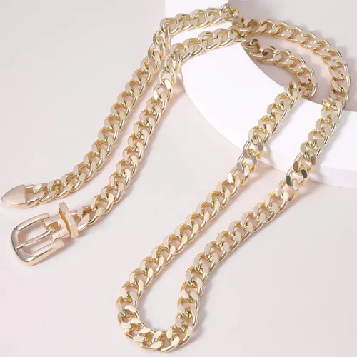 Miniatura 8 de KunJoe Cinturón de cadena para mujer, cadena de cinturón grueso, cadena de oro