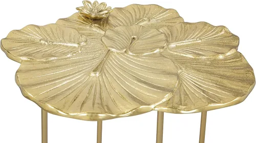 Miniatura 8 de Zuo Mesa auxiliar Lotus dorada, mesa auxiliar dorada, estilo glamuroso, soporta hasta 35 libras, hierro, sala de estar en interiores, 16.7 pulgadas