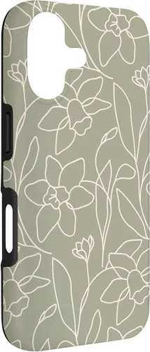 Miniatura 3 de Poppy Flower Line Art Modern Leaves Boho Artichoke Green Case for iPhone 17