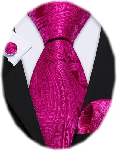 Miniatura 148 de Barry.Wang - Juego de corbata de seda para hombre, diseño de cachemira, pañuelo y gemelos de bolsillo