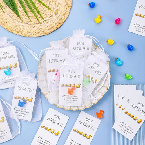 Miniatura 3 de Unittype 24 piezas de regalos inspiradores, mini patos de resina a granel con tarjetas de texto "You're Great", bolsas de organza, regalos