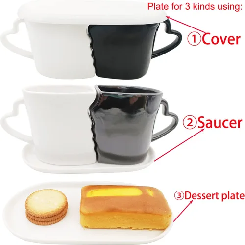 Miniatura 5 de Juego de tazas grandes para besos, 16 onzas, dos tazas de café con platillo, regalos de amor para aniversario, boda, San Valentín, cumpleaños