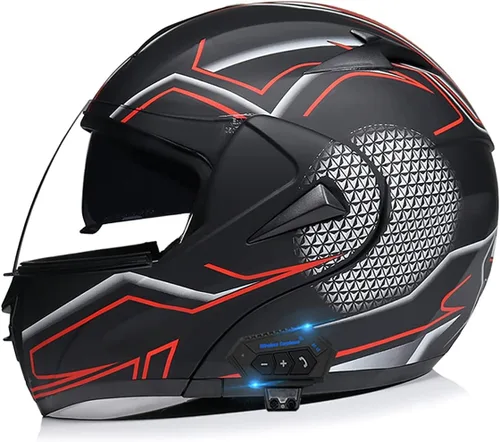 Miniatura 13 de Casco modular SDFGDFD Bluetooth, casco anticolisión de la motocicleta de cara completa ha obtenido la certificación DOT/ECE, casco de moto de cara