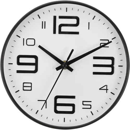 PATIKIL Relojes de pared de cuarzo de 8 pulgadas, funciona con pilas, silenciosos, sin tictac, números 3D, relojes de pared redondos decorativos