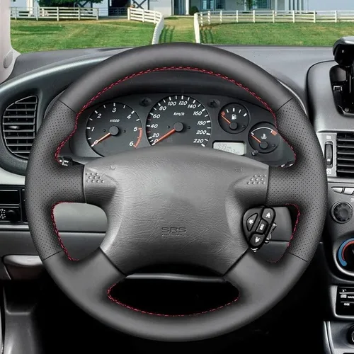 Miniatura 4 de Funda de volante de automóvil original personalizada, trenza de cuero negro para volante, para Nissan para X-Trail (T30) 2001-2003