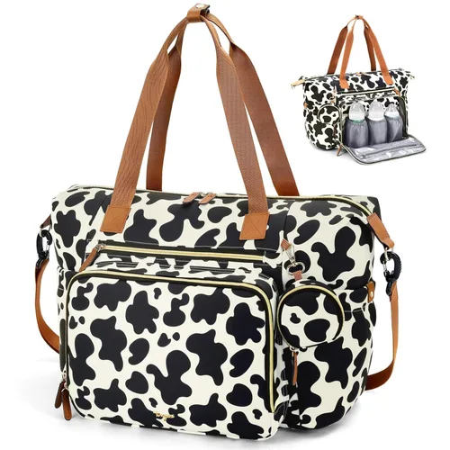Miniatura 11 de Bolsa de pañales, bolsa grande para pañales para bebé, impermeable, bolsa de hospital para parto con funda para chupete, cambiador, correa