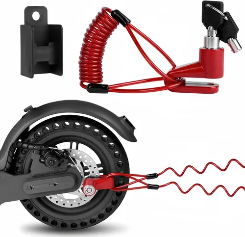 Ainiv Cerradura de freno de disco, cerraduras de scooter E antirrobo, cerraduras de bicicleta con cable impermeable de 5 pies/0.472 in cable con 2