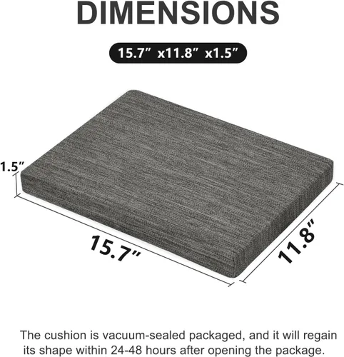 Miniatura 12 de baibu Cojines rectangulares de espuma viscoelástica, de doble capa, antideslizantes para sillas de comedor, cojines para taburete de banco de cocina