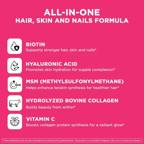 Miniatura 3 de Vital Vitamins Píldoras de complejo de biotina - con ácido hialurónico, MSM, colágeno y vitamina C - Suplemento para cabello, piel y uñas - 60