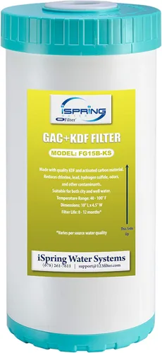 iSpring FG15B-KS Cartucho de repuesto de filtro de carbono GAC y KDF de alta calidad para sistema de filtración de agua debajo del fregadero de