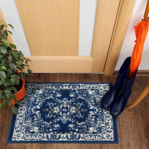 Antep Rugs - Alfombra oriental tradicional de 2 x 3 con medallón para interiores Siesta (azul marino, 2 pies x 3 pies)