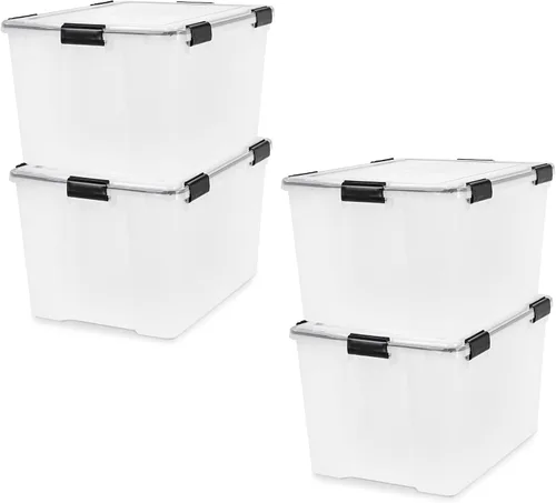 Miniatura 17 de IRIS USA WEATHERPRO - Caja de almacenamiento de plástico con tapa duradera y sello y hebillas de cierre seguro, color negro