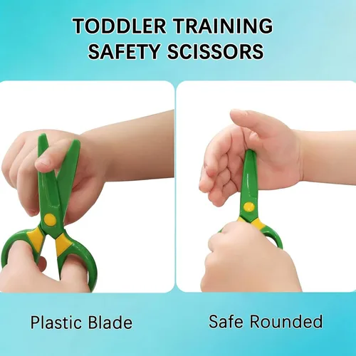 Miniatura 3 de Juego de 3 tijeras de seguridad para niños pequeños, tijeras de entrenamiento preescolar seguras para niños y 60 hojas de papel para manualidades