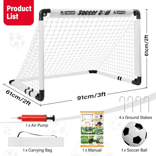 Miniatura 7 de KETIEE Porterías de fútbol para niños para patio trasero: juego de porterías de fútbol plegables de 35 x 23 pulgadas, portería de fútbol portátil