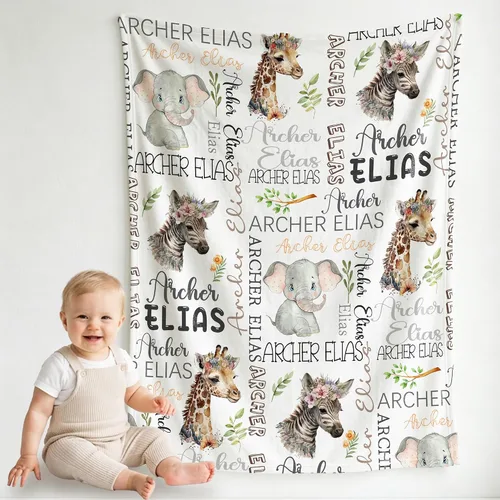 Miniatura 11 de Pindola Manta con nombre personalizado para bebés, adultos, niñas, niños, mujeres y hombres, diseño de manta con monograma personalizada, regalos