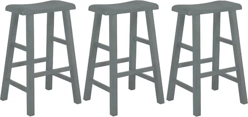 Miniatura 7 de eHemco Taburetes de madera maciza, 29 pulgadas, roble oscuro, juego de 3 Heavy Duty, encimera de cocina