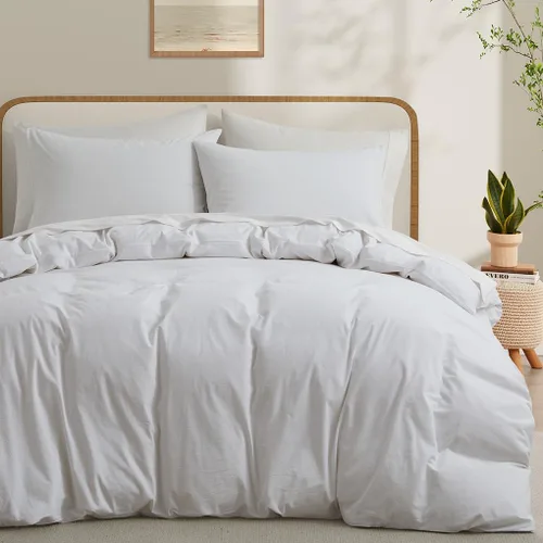 Miniatura 9 de LOVQUE Funda de edredón de algodón verde oliva, tamaño King, juego de ropa de cama natural similar al lino con cierre de cremallera (sin edredón)